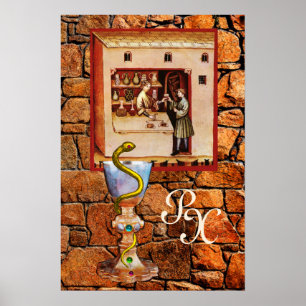 BOWL OF HYGEIA  MONOGRAM Medicine, Pharmacy Poster