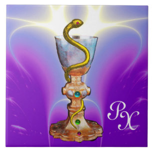 BOWL OF HYGEIA MONOGRAM Medicine, Pharmacy Purple Tile