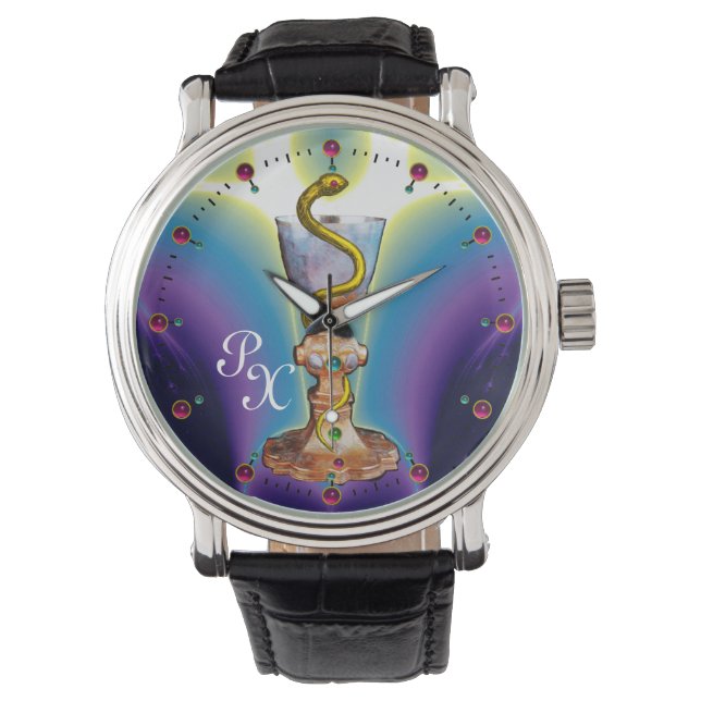 BOWL OF HYGEIA MONOGRAM Medicine, Pharmacy Watch (Front)