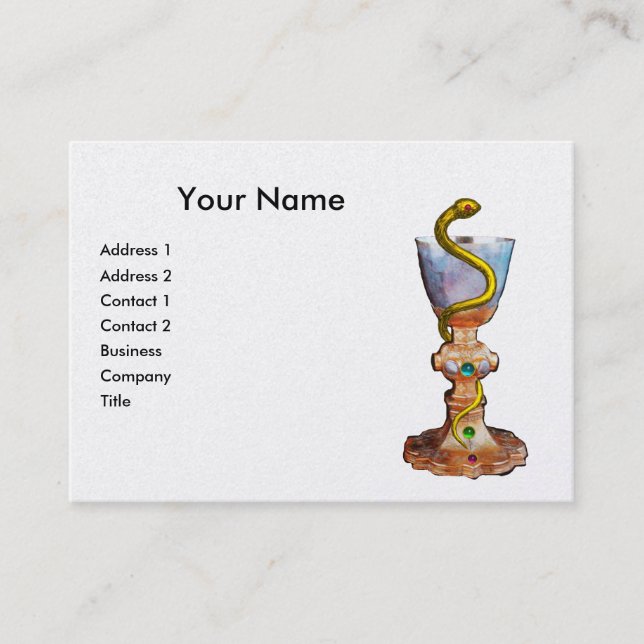 BOWL OF HYGEIA,PHARMACY MONOGRAM.Blue White Pearl Business Card (Front)