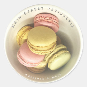 Bowl Of Macarons Food Photo Patisserie Business Classic Round Sticker