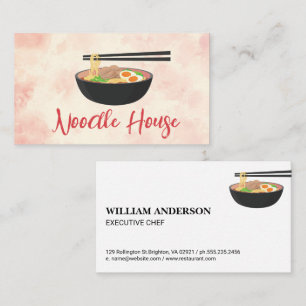 Bowl of Noodles and Chopsticks Restaurant Business Card