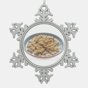 Bowl of Oatmeal Snowflake Pewter Christmas Ornament