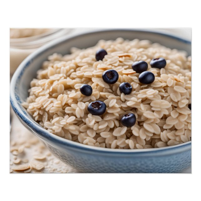 Bowl of Oatmeal with Blueberries Poster (Front)
