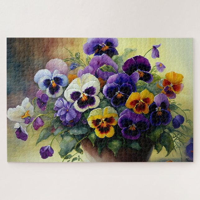 Bowl of Pansies Jigsaw Puzzle (Horizontal)