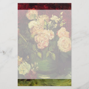 Bowl of Peonies and Rose,Vincent van Gogh Stationery