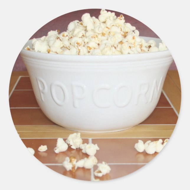 Bowl of Popcorn Classic Round Sticker (Front)