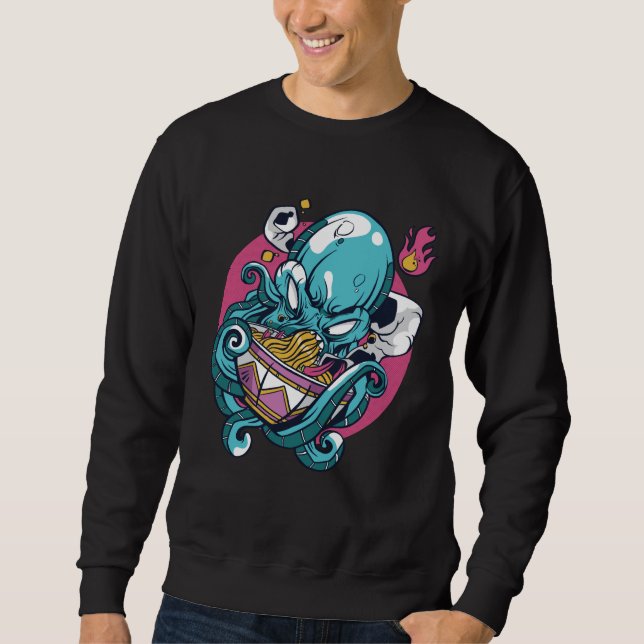 Bowl of Ramen Eating Angry Octopus Sweatshirt (Front)