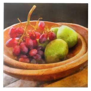 Bowl of Red Grapes and Pears Tile