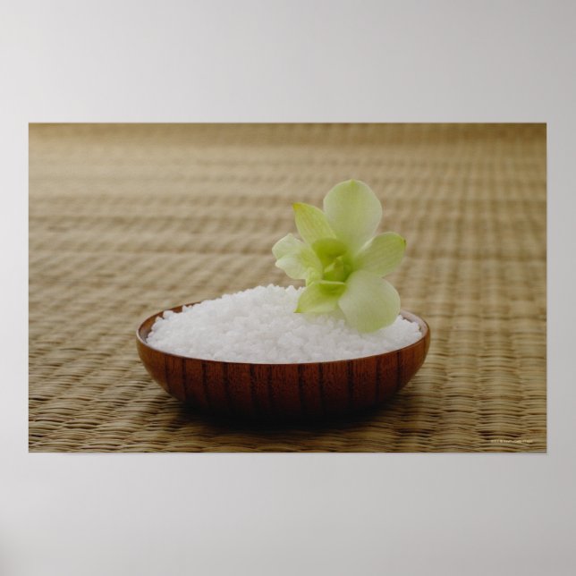 Bowl of rice with a flower on a tatami mat poster (Front)