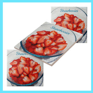 Bowl of Sliced Red Strawberries Photographic gray Tile