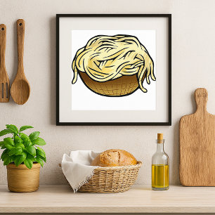 Bowl of Spaghetti Pasta Noodle Food Poster