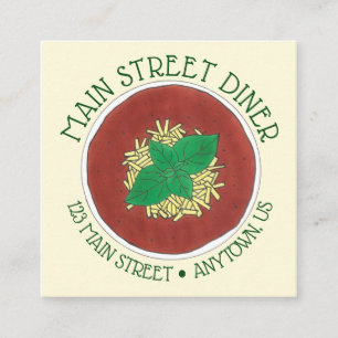 Bowl of Tomato Basil Soup Diner Italian Restaurant Square Business Card
