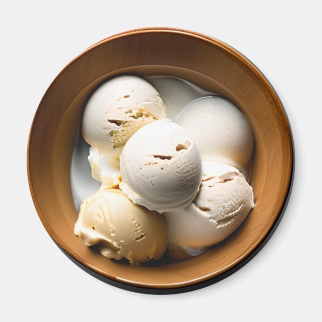 Bowl of Vanilla Ice Cream Food Magnet (Front)