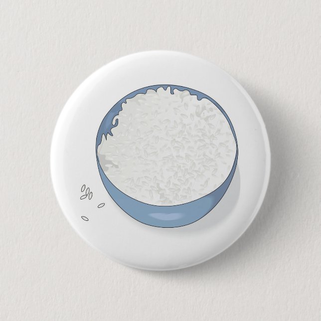 bowl of white rice 6 cm round badge (Front)