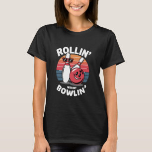 Bowl Player Team League Design Ball Pins Funny Ret T-Shirt