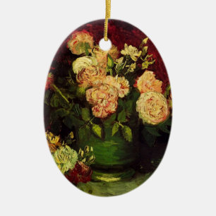 Bowl with Peonies and Roses by Van Gogh Ceramic Tree Decoration