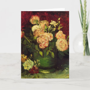 Bowl with Peonies and Roses by Vincent van Gogh Card