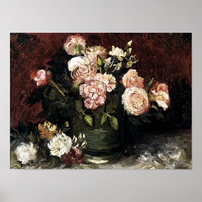 Bowl with Peonies and Roses - Gogh Poster (Front)