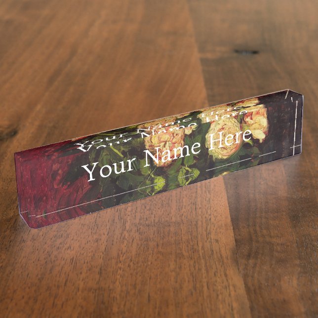 Bowl with Peonies and Roses, Vincent van Gogh. Nameplate (Side)