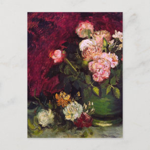 Bowl with Peonies & Roses Van Gogh Fine Art Postcard
