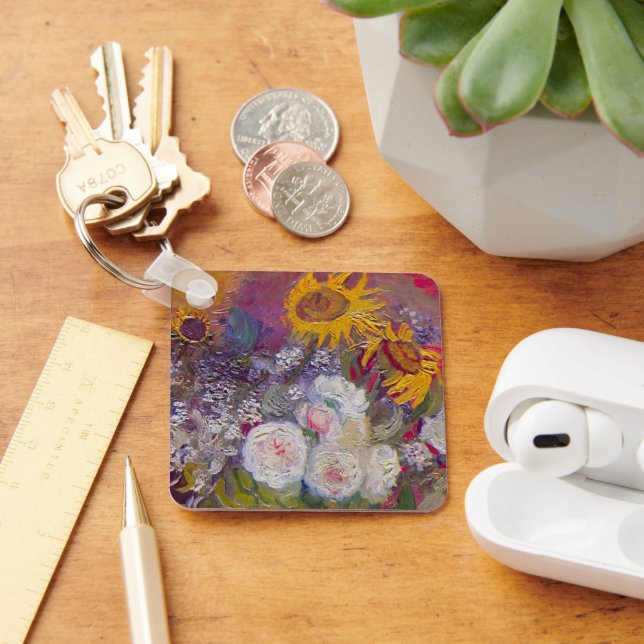 Bowl with Sunflowers and Roses by Vincent van Gogh Key Ring (Desk)