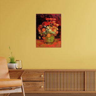 Bowl with Zinnias by Vincent van Gogh, Poster