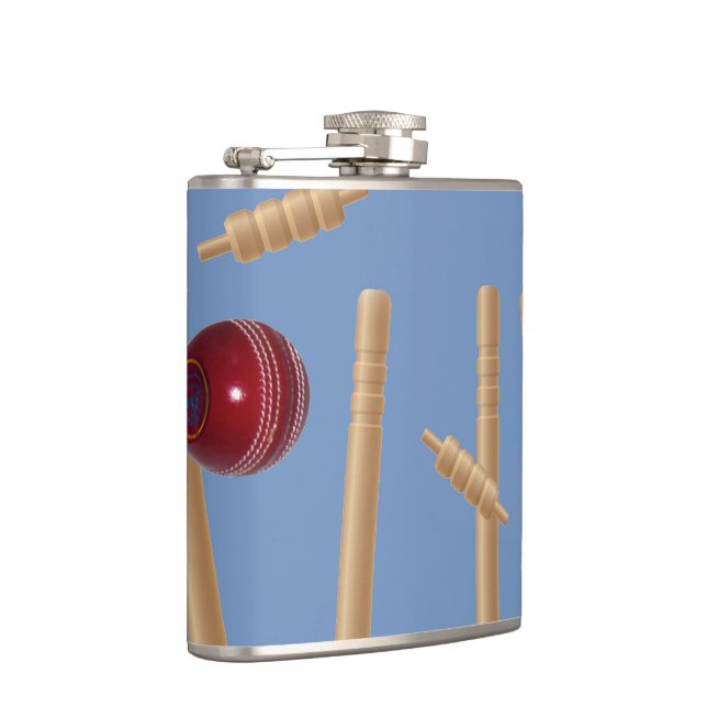 Bowled At Cricket, Vinyl Hip Flask (Right)