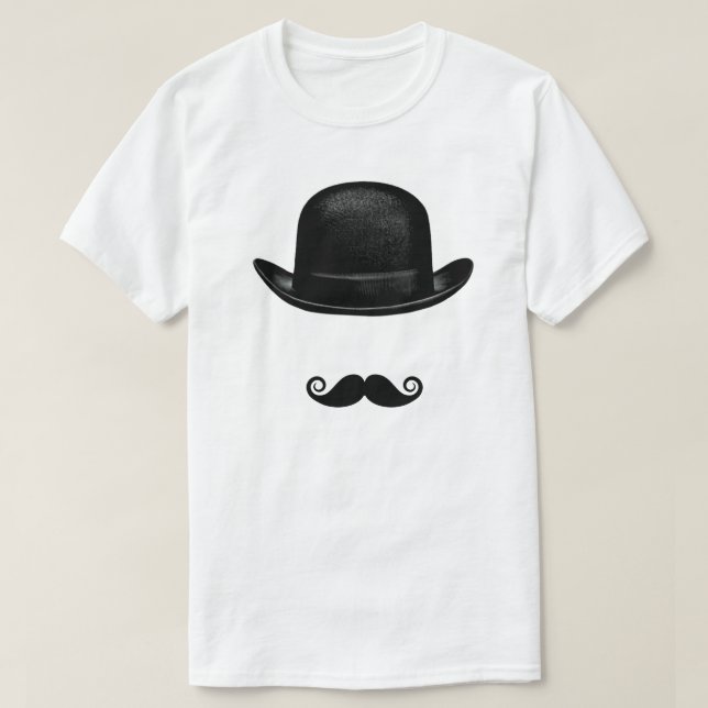 Bowler and Moustache T-Shirt (Design Front)