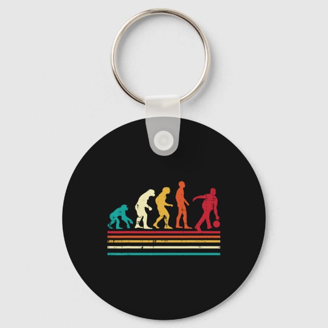 Bowler Evolution Retro Bowling Team Men Women Kids Key Ring (Front)