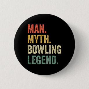 Bowler Funny Man Myth Bowling Team Legend Vintage 6 Cm Round Badge
