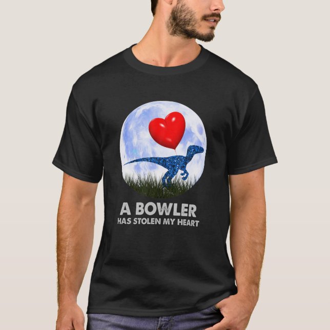 Bowler Funny T Rex, Dinosaur Humour Sports T-Shirt (Front)