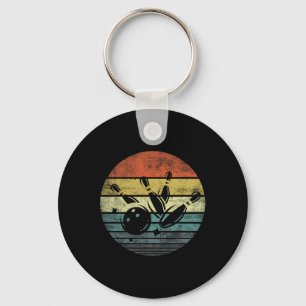 Bowler Gifts Retro Sunset Bowling Byll Silhouette Key Ring