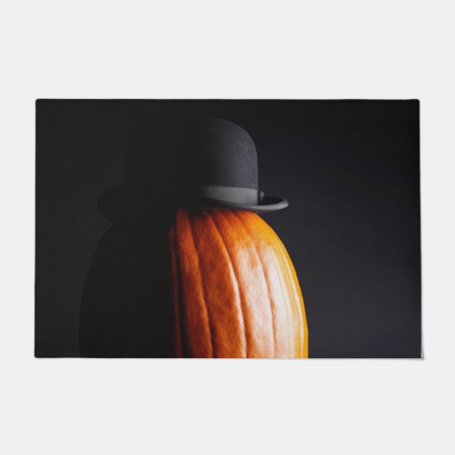 Bowler Hat Pumpkin Doormat (Front)