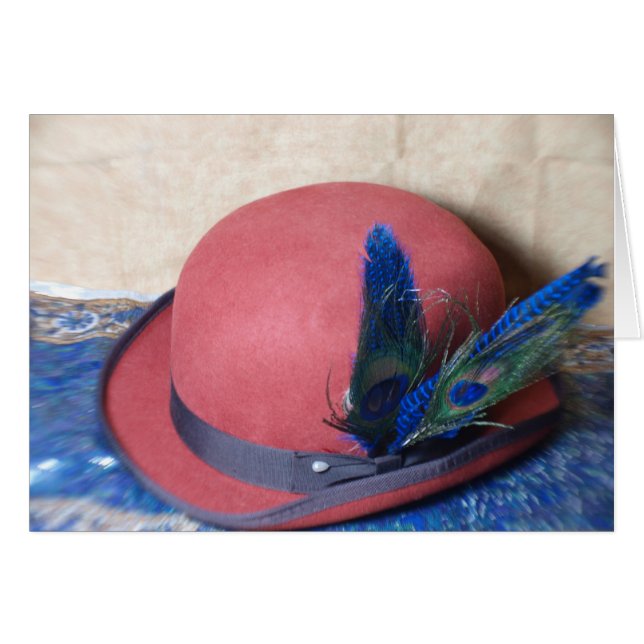 Bowler Hat with Peacock Feather (Front Horizontal)