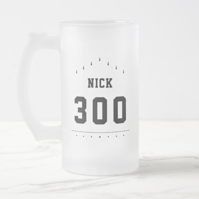 Bowler Name & Bowling High Score Personalised Frosted Glass Beer Mug (Left)