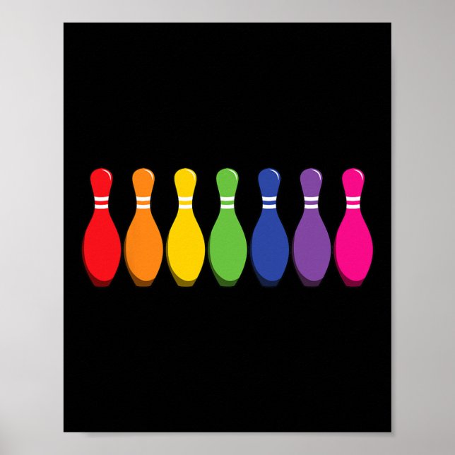 Bowler Pins Bowling Rainbow Lgbt Pride  Poster (Front)