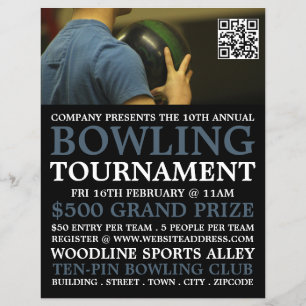 Bowler Portrait, Ten-Pin Bowling Tournament Flyer