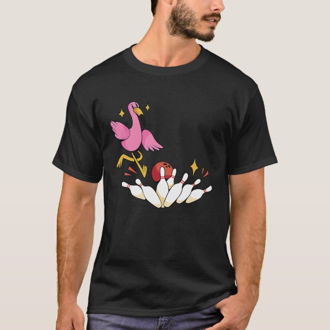 Bowler Strike Bowling Team Bowling Pins Flamingo B T-Shirt (Front)