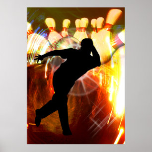 Bowler with Strike Explosion Poster