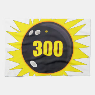 Bowler's 300 Perfect Game, Bowling Ball Graphics Tea Towel