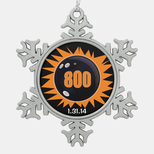 Bowler's 800 Series, Bowling Ball Graphics, Snowflake Pewter Christmas Ornament (Front)