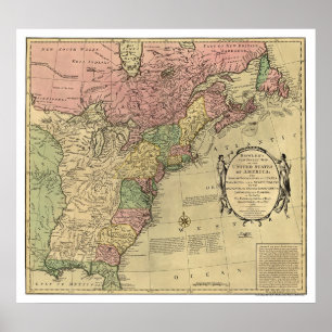 Bowles Map of America 1784 Poster