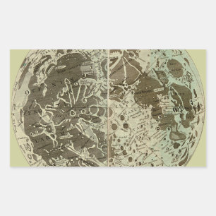 Bowles' Selenography or a Map of the Moon - 1780 Rectangular Sticker