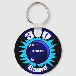 Bowling 300 Game Blues Aluminium Keychain