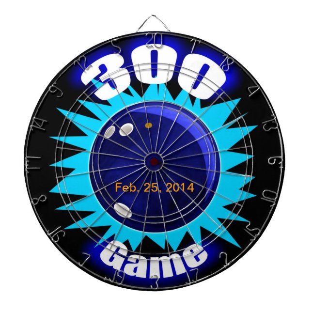 Bowling 300 Game, with date, Dartboard (Front)