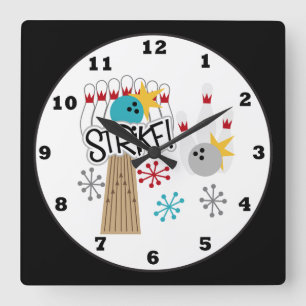 Bowling addicts fun wall clock