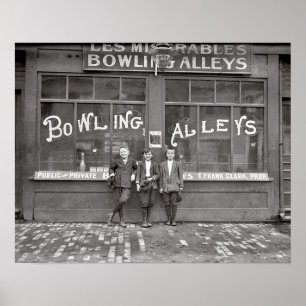 Bowling Alley, 1911. Vintage Photo Poster