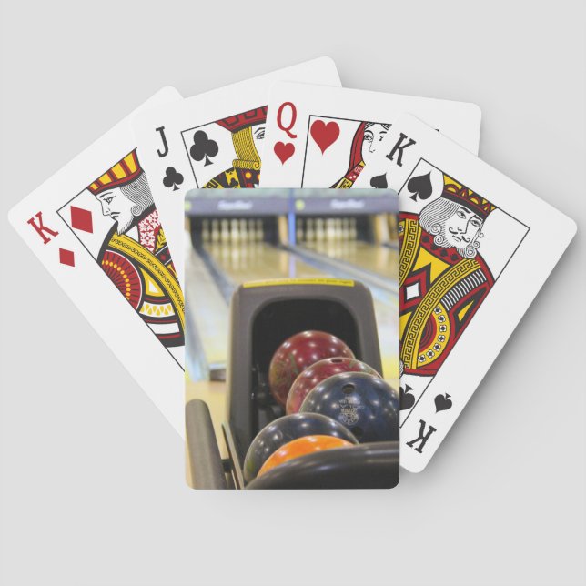 Bowling Alley and bowling balls Playing Cards (Back)
