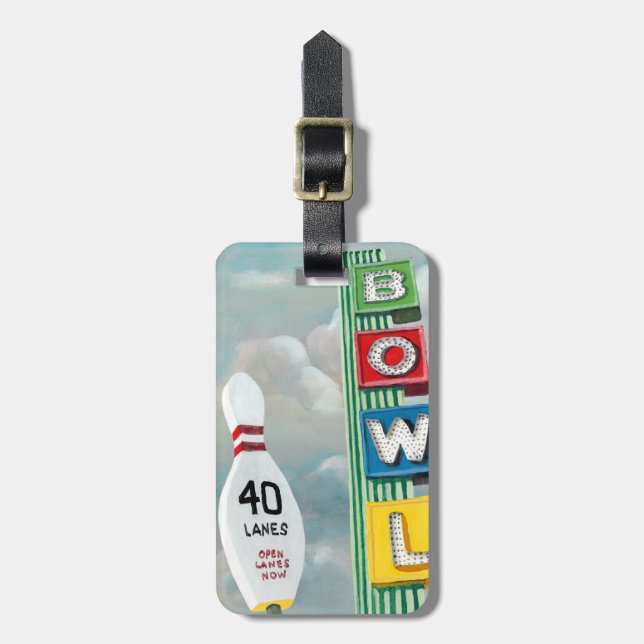 Bowling Alley Artwork Luggage Tag (Front Vertical)